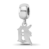 Sterling Silver Rhodium Plated Major League Baseball LogoArt Detroit Tigers Small Dangle Bead view 5