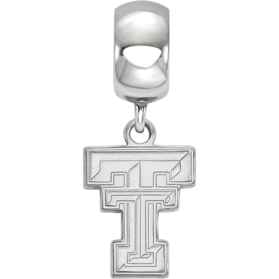 Sterling Silver Rhodium-plated LogoArt Texas Tech University T-T Small Dangle Bead Charm