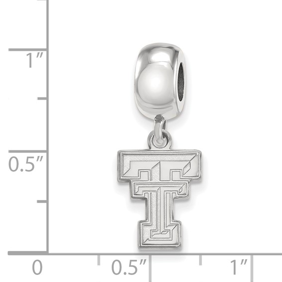 Sterling Silver Rhodium-plated LogoArt Texas Tech University T-T Small Dangle Bead Charm