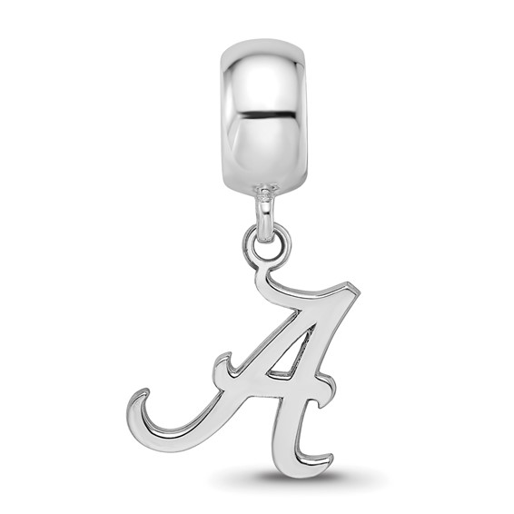 Sterling Silver Rhodium-plated LogoArt University of Alabama Letter A Small Dangle Bead Charm