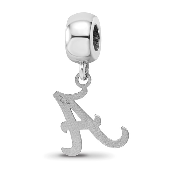 Sterling Silver Rhodium-plated LogoArt University of Alabama Letter A Small Dangle Bead Charm