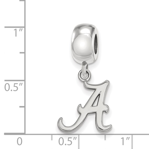 Sterling Silver Rhodium-plated LogoArt University of Alabama Letter A Small Dangle Bead Charm