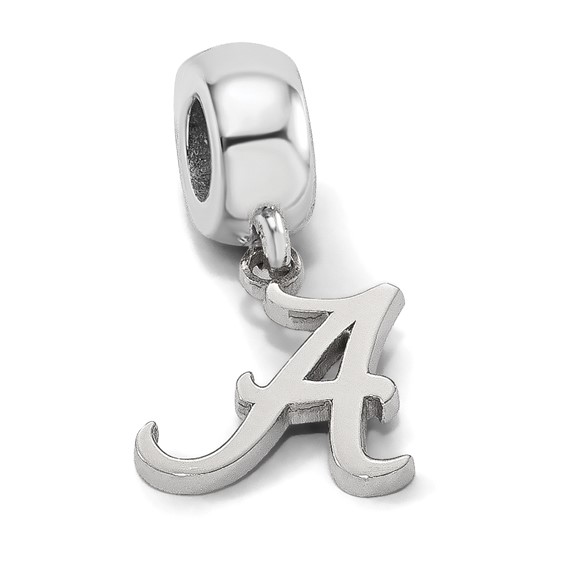 Sterling Silver Rhodium-plated LogoArt University of Alabama Letter A Small Dangle Bead Charm