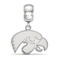 Sterling Silver Rhodium-plated LogoArt University of Iowa Hawk Small Dangle Bead Charm view 2