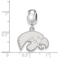 Sterling Silver Rhodium-plated LogoArt University of Iowa Hawk Small Dangle Bead Charm view 3