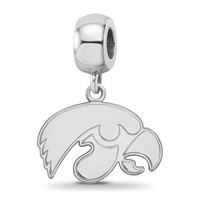 Sterling Silver Rhodium-plated LogoArt University of Iowa Hawk Small Dangle Bead Charm view 1