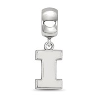 Sterling Silver Rhodium-plated LogoArt University of Illinois Letter I Small Dangle Bead Charm view 2