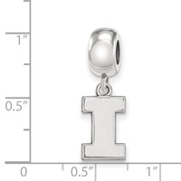 Sterling Silver Rhodium-plated LogoArt University of Illinois Letter I Small Dangle Bead Charm view 3