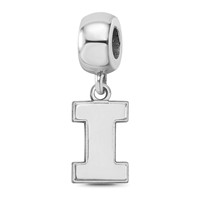 Sterling Silver Rhodium-plated LogoArt University of Illinois Letter I Small Dangle Bead Charm view 1