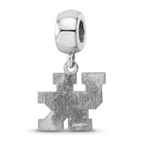 Sterling Silver Rhodium-plated LogoArt University of Kentucky U-k Small Dangle Bead Charm view 5