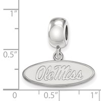 Sterling Silver Rhodium-plated LogoArt University of Mississippi Ole Miss Small Oval Dangle Bead Charm view 3