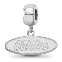 Sterling Silver Rhodium-plated LogoArt University of Mississippi Ole Miss Small Oval Dangle Bead Charm view 1