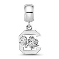 Sterling Silver Rhodium-plated LogoArt University of South Carolina Small Dangle Bead Charm view 3