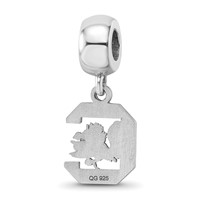 Sterling Silver Rhodium-plated LogoArt University of South Carolina Small Dangle Bead Charm view 5