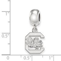Sterling Silver Rhodium-plated LogoArt University of South Carolina Small Dangle Bead Charm view 4