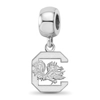 Sterling Silver Rhodium-plated LogoArt University of South Carolina Small Dangle Bead Charm view 1