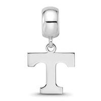 Sterling Silver Rhodium-plated LogoArt University of Tennessee Letter T Small Dangle Bead Charm view 3