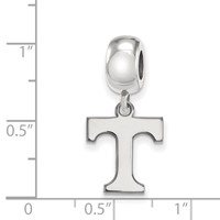 Sterling Silver Rhodium-plated LogoArt University of Tennessee Letter T Small Dangle Bead Charm view 4
