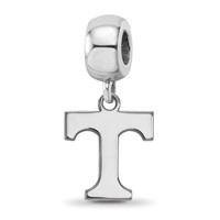 Sterling Silver Rhodium-plated LogoArt University of Tennessee Letter T Small Dangle Bead Charm view 1
