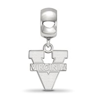 Sterling Silver Rhodium-plated LogoArt University of Virginia Small Dangle Bead Charm view 2