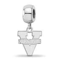 Sterling Silver Rhodium-plated LogoArt University of Virginia Small Dangle Bead Charm view 1