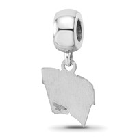 Sterling Silver Rhodium-plated LogoArt University of Wisconsin Letter W Small Dangle Bead Charm view 5