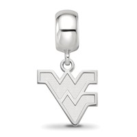 Sterling Silver Rhodium-plated LogoArt West Virginia University W-v Small Dangle Bead Charm view 3