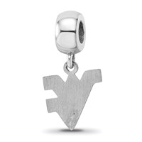 Sterling Silver Rhodium-plated LogoArt West Virginia University W-v Small Dangle Bead Charm view 5
