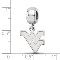Sterling Silver Rhodium-plated LogoArt West Virginia University W-v Small Dangle Bead Charm view 4