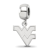 Sterling Silver Rhodium-plated LogoArt West Virginia University W-v Small Dangle Bead Charm view 1