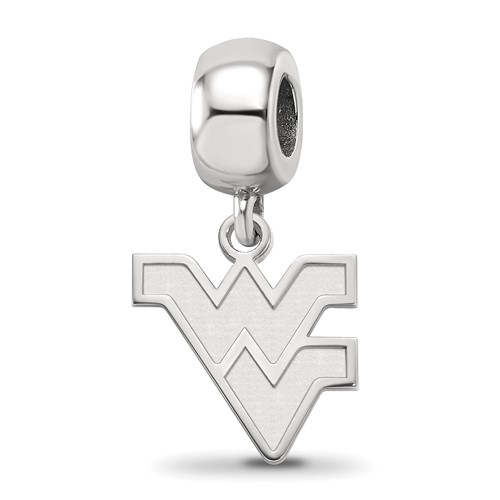 Sterling Silver Rhodium-plated LogoArt West Virginia University W-v Small Dangle Bead Charm