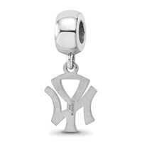 Sterling Silver Rhodium Plated Major League Baseball LogoArt New York Yankees N-y Dangle Bead view 5