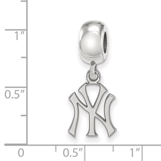 Sterling Silver Rhodium Plated Major League Baseball LogoArt New York Yankees N-Y Dangle Bead