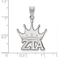 Sterling Silver Rhodium-plated LogoArt Zeta Tau Alpha Sorority Symbol Medium Pendant view 2