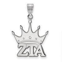Sterling Silver Rhodium-plated LogoArt Zeta Tau Alpha Sorority Symbol Medium Pendant view 1