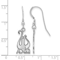 Sterling Silver Rhodium-plated LogoArt Alpha Chi Omega Sorority Symbol Medium Dangle Wire Earrings view 2