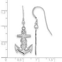 Sterling Silver Rhodium-plated LogoArt Alpha Sigma Tau Sorority Symbol Small Dangle Wire Earrings view 2
