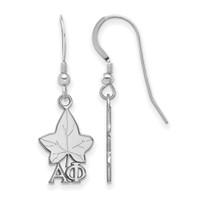 Sterling Silver Rhodium-plated LogoArt Alpha Phi Sorority Symbol Small Dangle Wire Earrings view 1