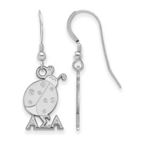 Sterling Silver Rhodium-plated LogoArt Alpha Sigma Alpha Sorority Symbol Small Dangle Wire Earrings view 1