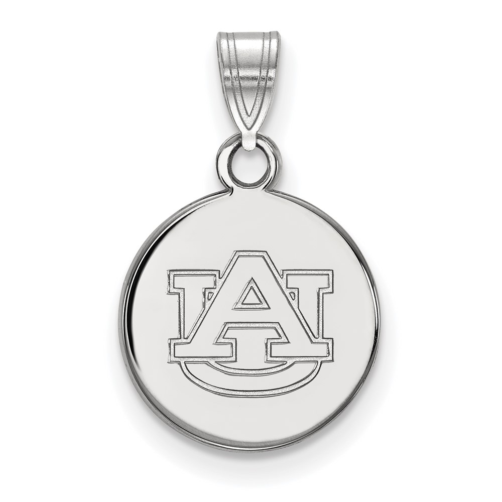 Sterling Silver Rhodium-plated LogoArt Auburn University Small Disc Pendant