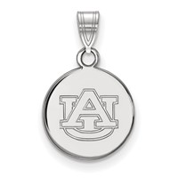 Sterling Silver Rhodium-plated LogoArt Auburn University Small Disc Pendant view 1