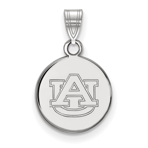 Sterling Silver Rhodium-plated LogoArt Auburn University Small Disc Pendant