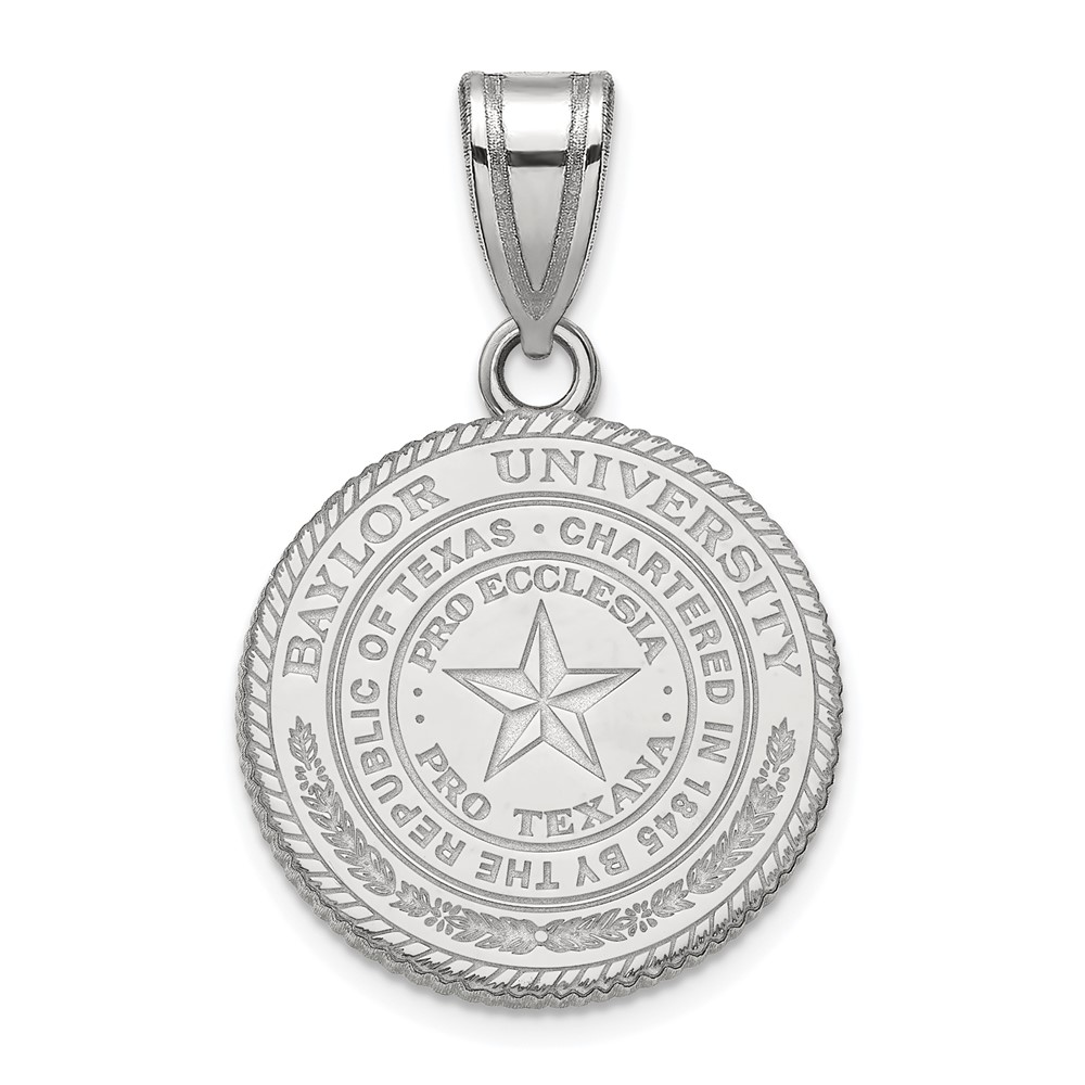 Sterling Silver Rhodium-plated LogoArt Baylor University Medium Crest Pendant