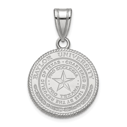 Sterling Silver Rhodium-plated LogoArt Baylor University Medium Crest Pendant