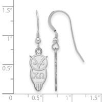 Sterling Silver Rhodium-plated LogoArt Chi Omega Sorority Symbol Small Dangle Wire Earrings view 2