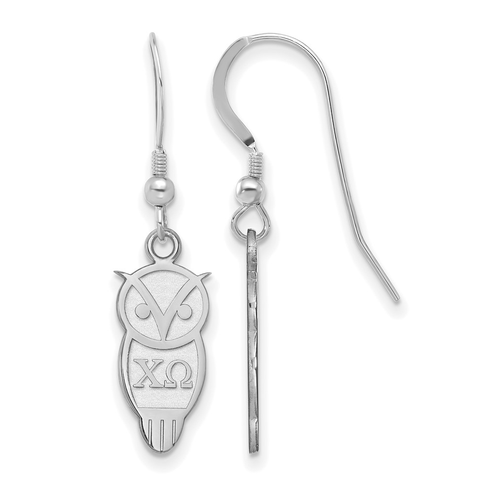 Sterling Silver Rhodium-plated LogoArt Chi Omega Sorority Symbol Small Dangle Wire Earrings