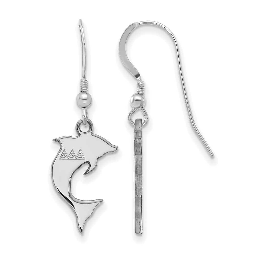 Sterling Silver Rhodium-plated LogoArt Delta Delta Delta Sorority Symbol Small Dangle Wire Earrings