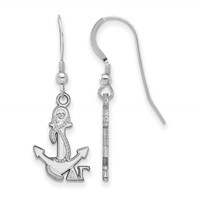 Sterling Silver Rhodium-plated LogoArt Delta Gamma Sorority Symbol Small Dangle Wire Earrings view 1
