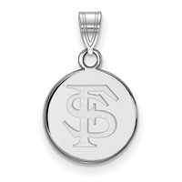Sterling Silver Rhodium-plated LogoArt Florida State University F-s Small Disc Pendant view 1