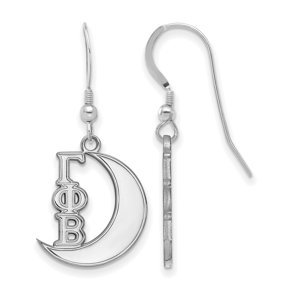 Sterling Silver Rhodium-plated LogoArt Gamma Phi Beta Sorority Symbol Small Dangle Wire Earrings